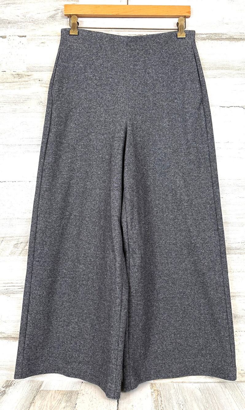 Theory Womens M Gray Wide Leg Culottes Cotton Blend Knit Luxe Pants